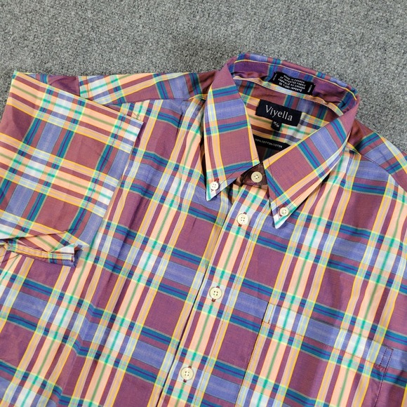 Other - Viyella Shirt Men's‎ Medium Button Down Collar Plaid Short Sleeve